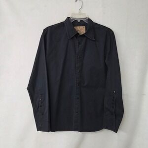 Howe Button Up Shirt Mens L Black Western Cowboy Yoke Multi Button Cuff Cotton